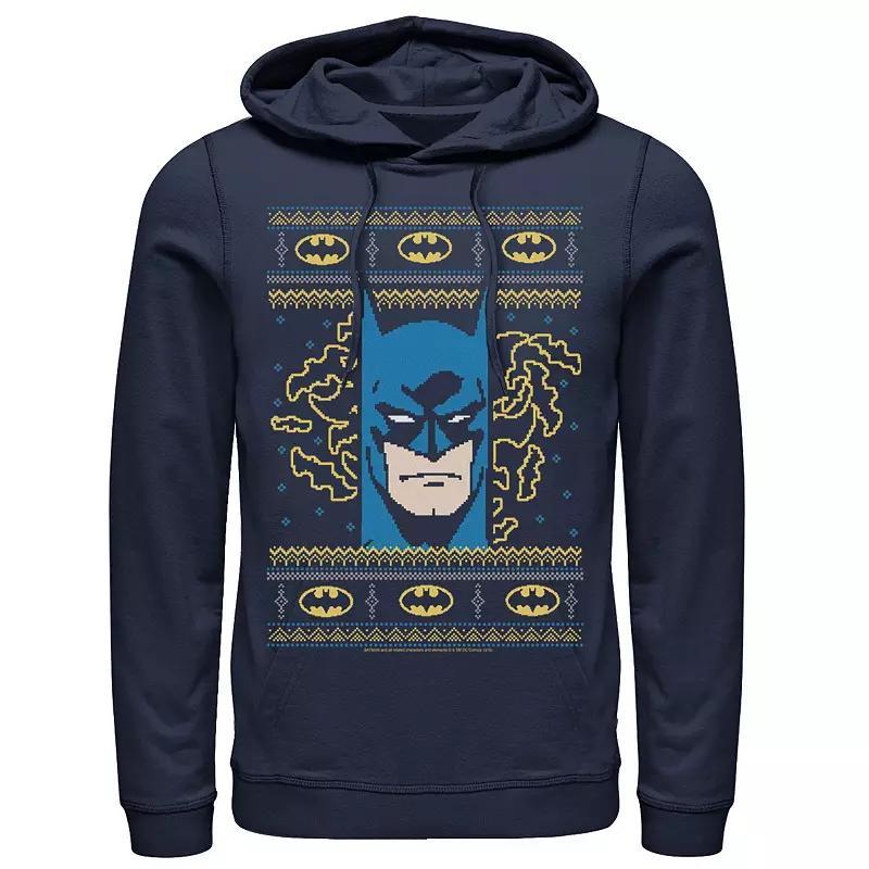 Mens DC Comics Batman Face Christmas Sweater Style Hoodie Product Image