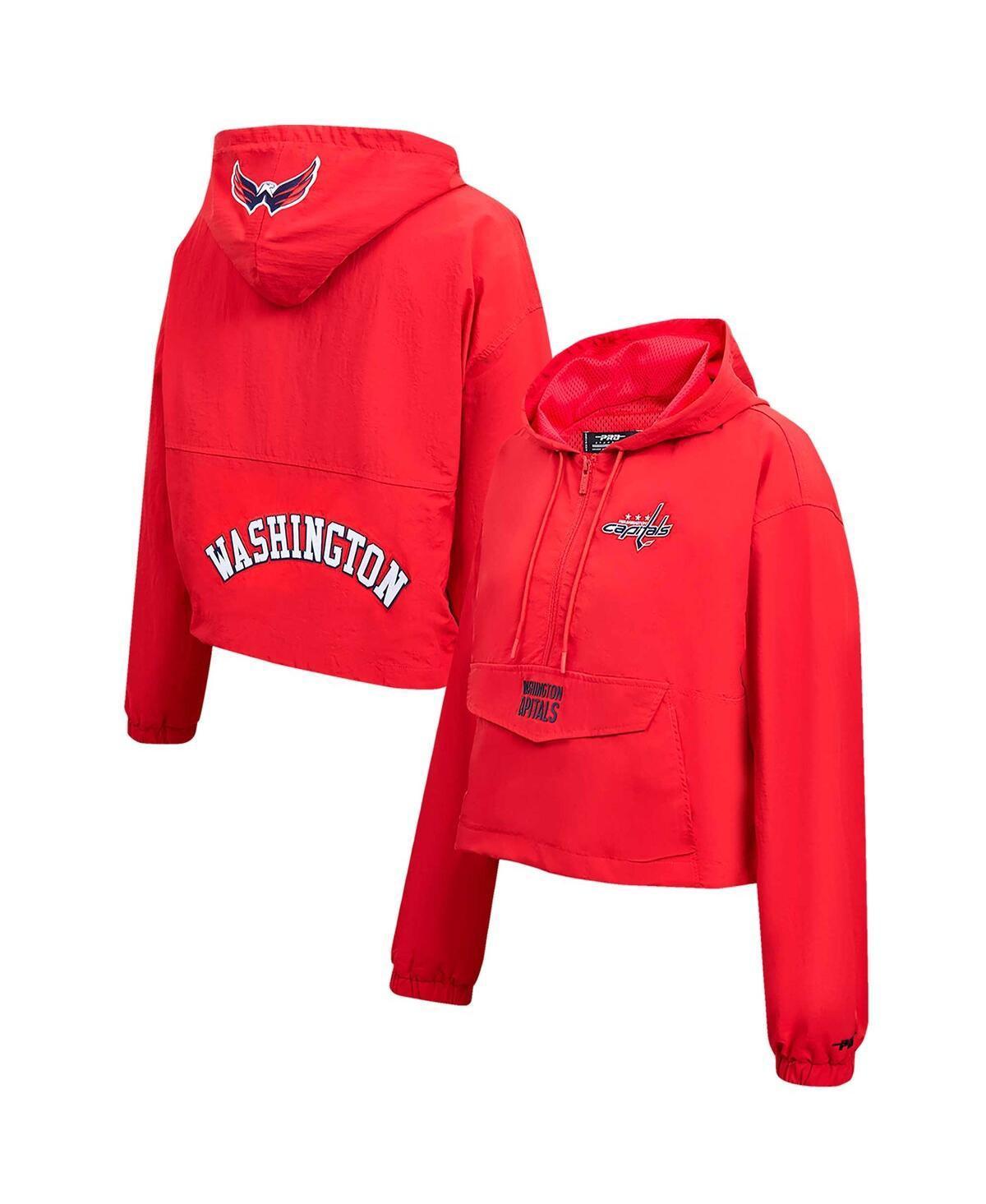 Womens Pro Standard Red Washington Capitals Classic Cropped Half-Zip Wind Jacket Product Image