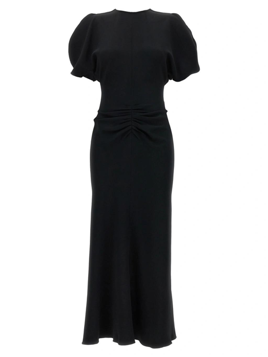 Gathered Midi Dress In Black Product Image