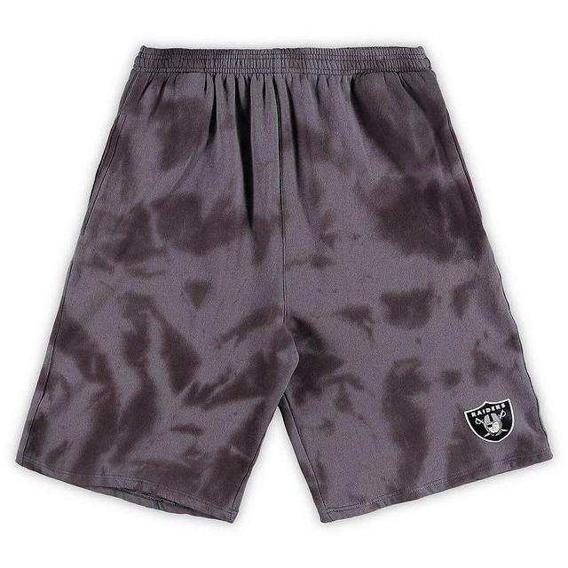 Mens Charcoal Las Vegas Raiders Big & Tall Tie-Dye Shorts Product Image