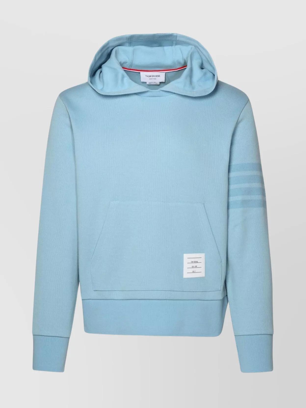 THOM BROWNE Cotton Hooded Sweatshirt In Blue Product Image