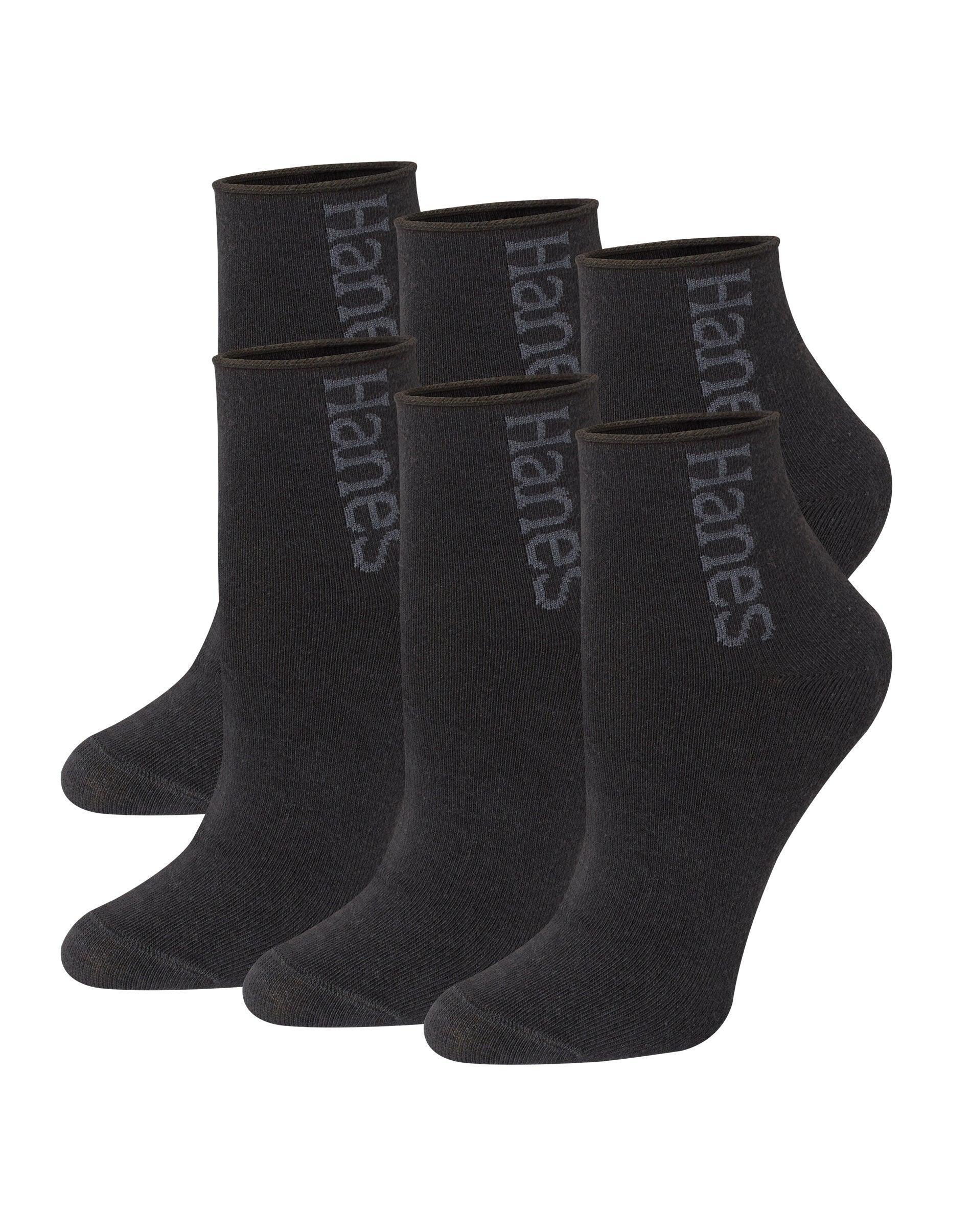 Hanes Originals Womens SuperSoft Mid Crew Socks, Extended Sizes, 6-Pairs Black 8-12 Product Image