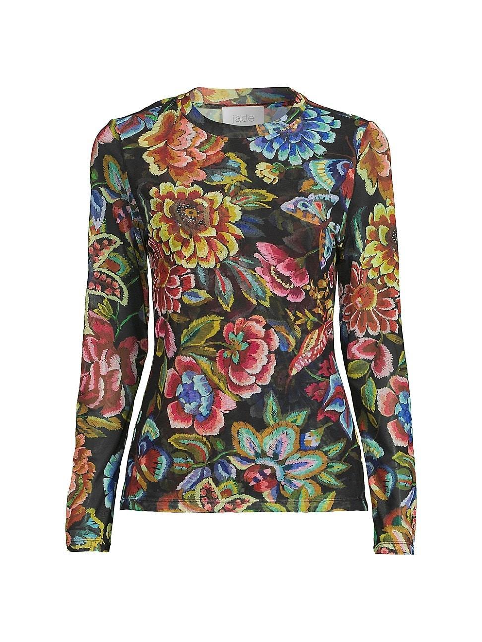 Womens Natalie Floral Mesh T-Shirt Product Image