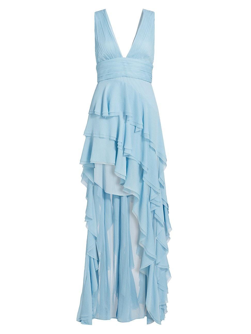 Womens Holly Asymmetric Ruffled Maxi Dress Product Image