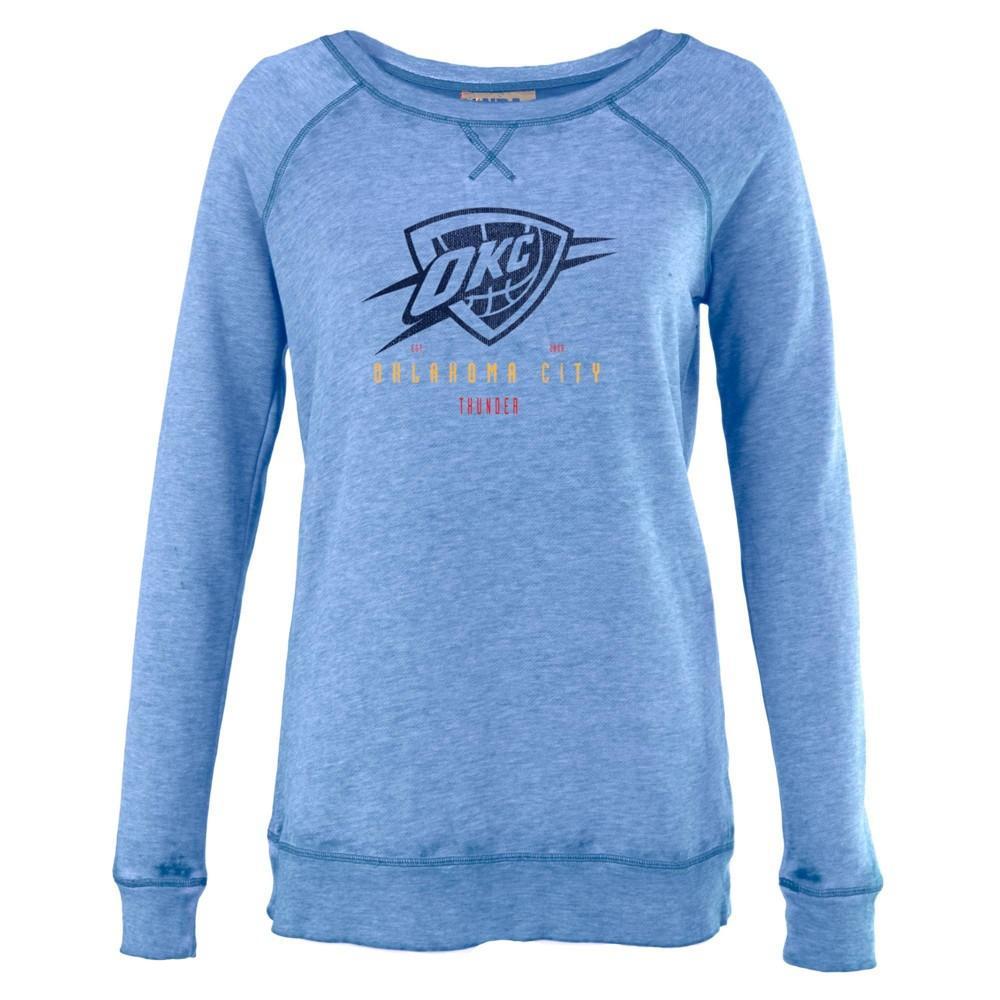 NBA Oklahoma City Thunder Womens Burnout Crew Neck Retro Logo Fleece Sweatshirt Product Image