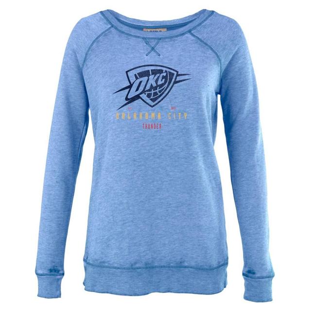 NBA Oklahoma City Thunder Womens Burnout Crew Neck Retro Logo Fleece Sweatshirt - L Product Image