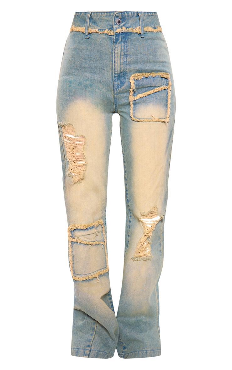 Tall Ombre Wash Distressed Detail High Waist Wide Leg Jeans Product Image