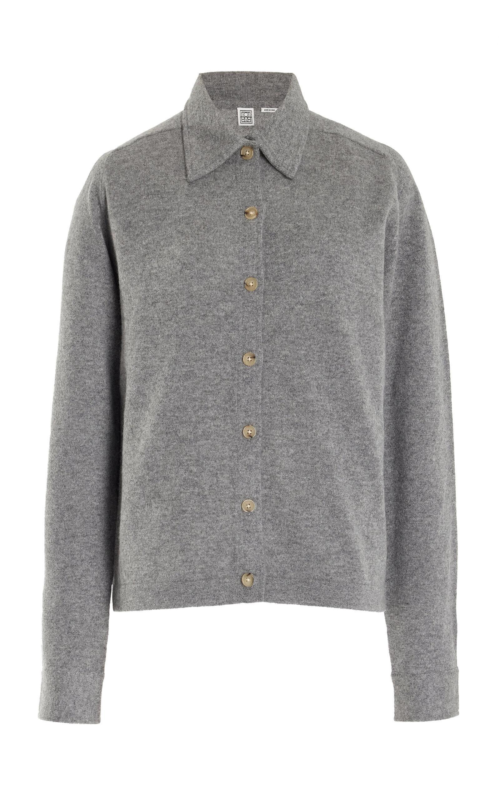 TOTÊME Raglan-sleeve Cashmere Shirt Grey In Grey Melange Product Image