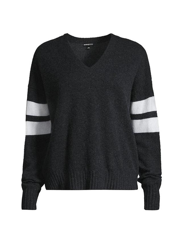 Womens Cashmere Striped-Sleeve Sweater Product Image