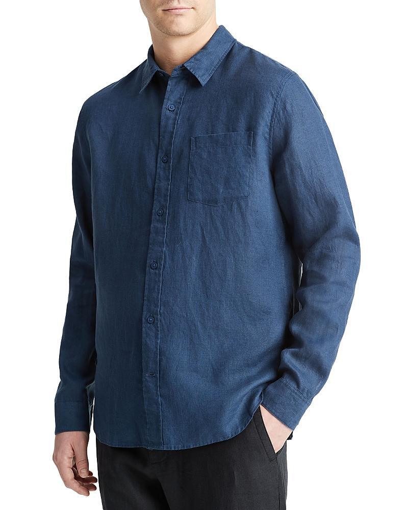 Vince Linen Long Sleeve (Deep Indigo) Men's Clothing Product Image