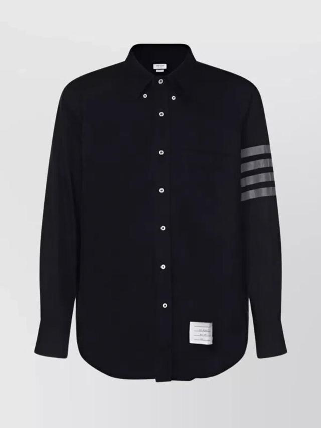 Collared Shirt With Striped Sleeve Pattern In Black Product Image