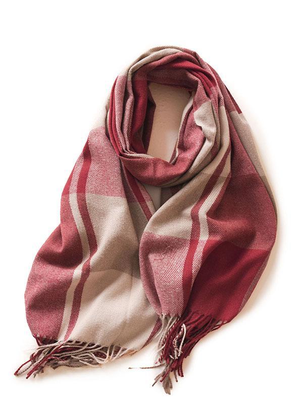 Keep Warm Plaid Tasseled Shawl&Scarf Product Image