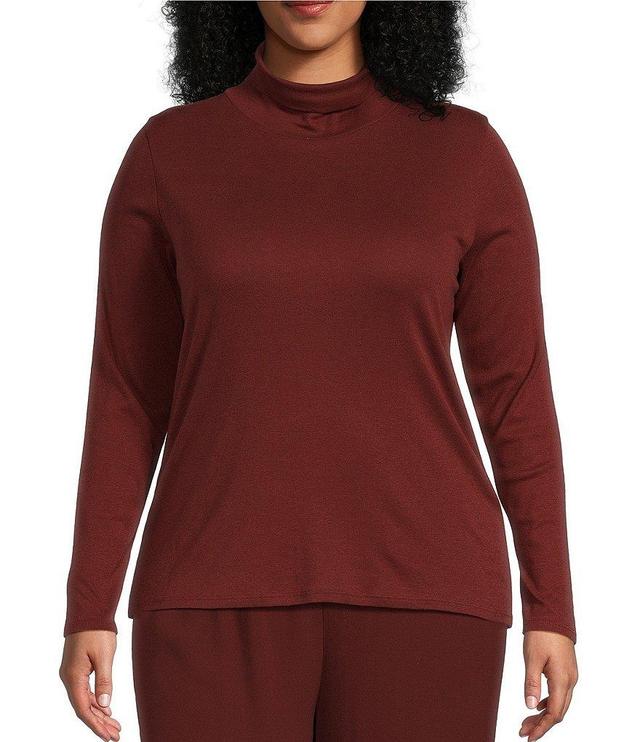 Eileen Fisher Plus Size Organic Cotton Tencel™ Knit Turtleneck Long Sleeve Slim Top Product Image