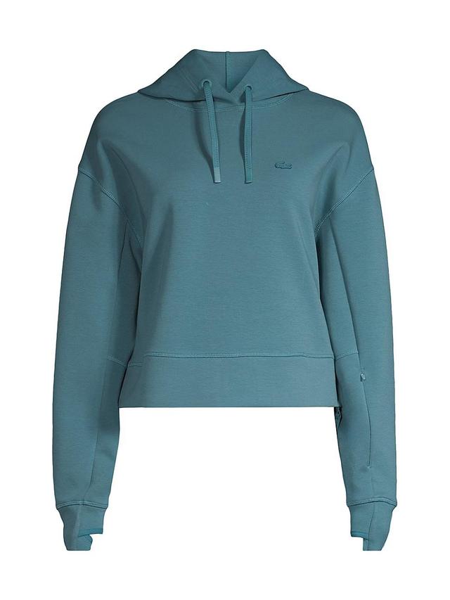 Womens Cropped Double-Fleece Hoodie Product Image