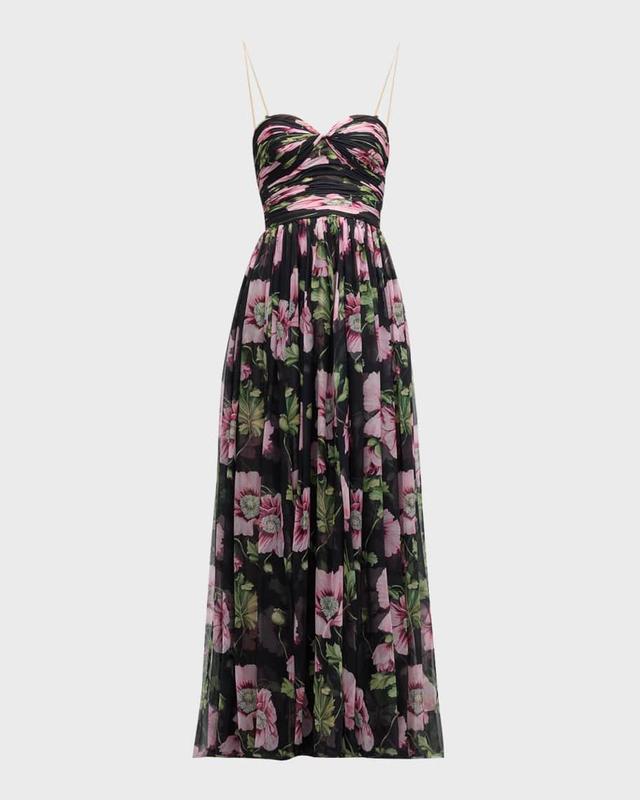 Strapless Poppies Print Chiffon Gown Product Image