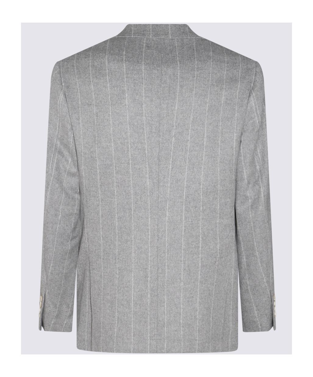 BRUNELLO CUCINELLI Striped Suit Coat In Gray Product Image