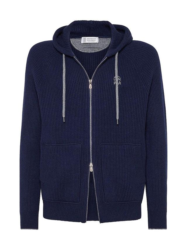 Mens Cashmere English Rib Knit Sweatshirt with Hood Product Image