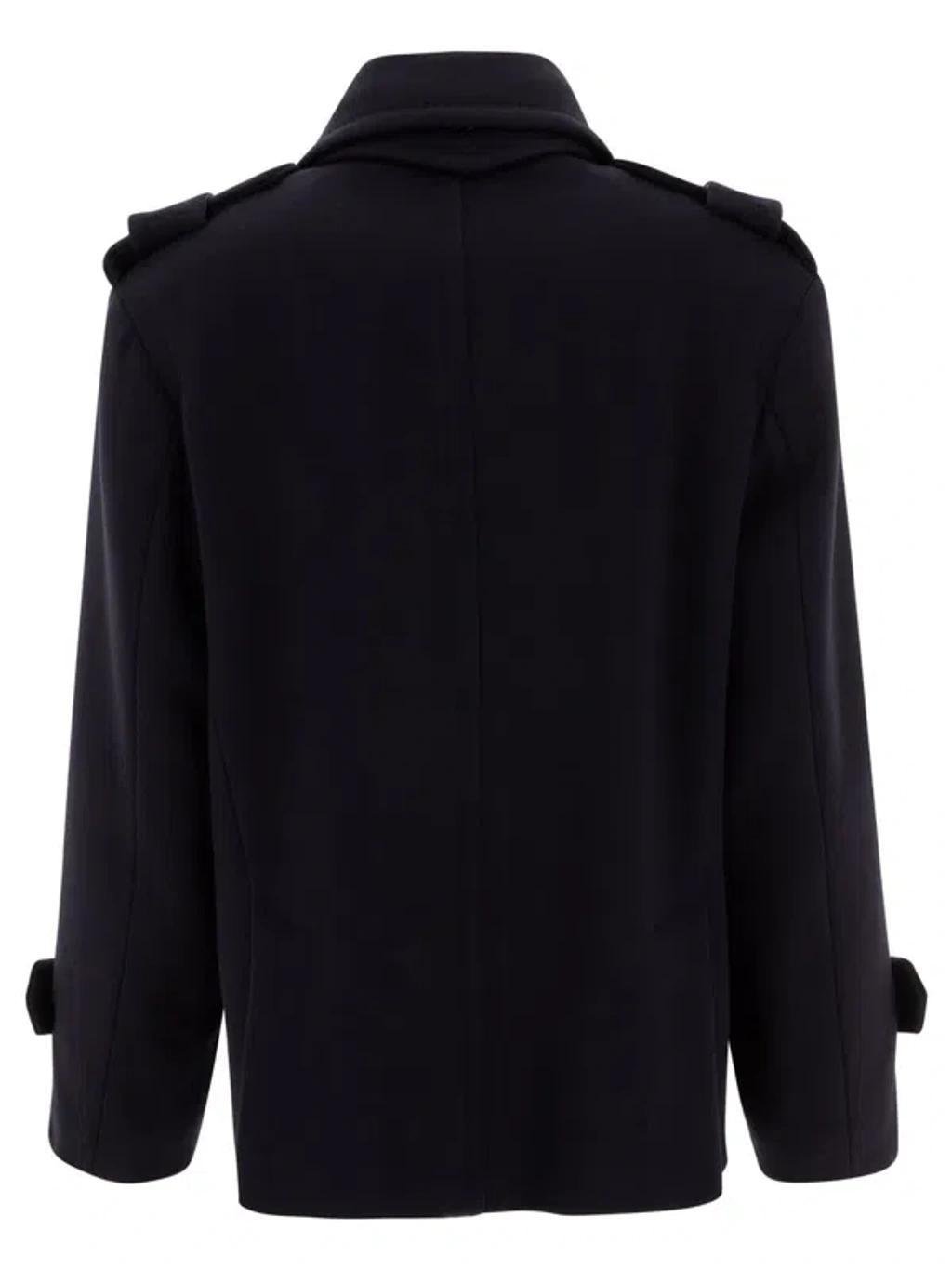 MAX MARA Navy Blue Laveno Short Coat Product Image