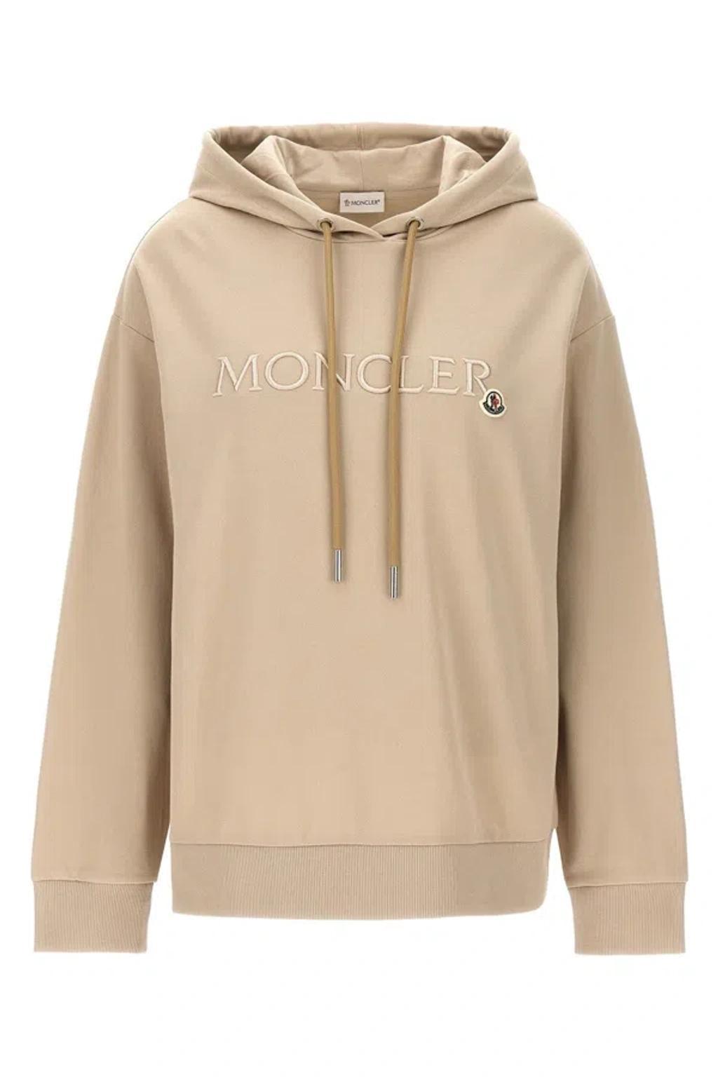 MONCLER Women Logo Embroidery Hoodie In Cream product image