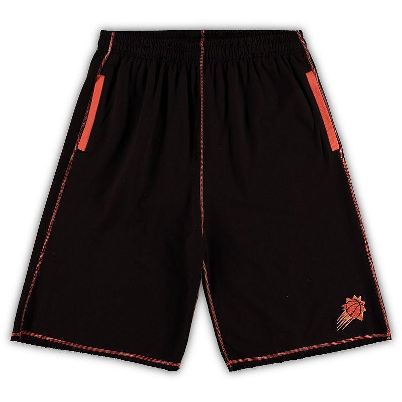 Mens Black/Orange Phoenix Suns Big & Tall Contrast Stitch Knit Shorts Product Image