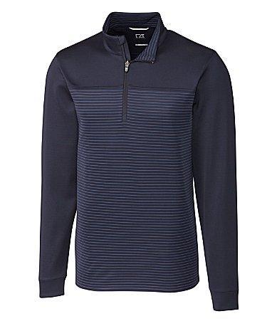 Cutter & Buck Traverse Regular Fit Stripe Quarter Zip Pullover Product Image