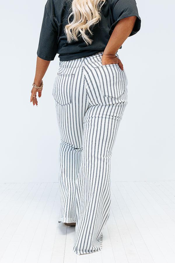 Judy Blue The Jamie High Waist Stripe Flare In White Product Image