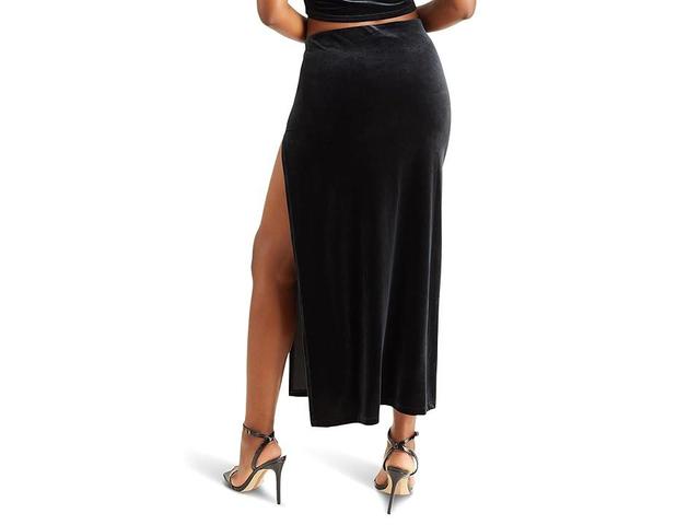 Juicy Couture Maxi Skirt with Slit and Bling (Liquorice) Women's Skirt Product Image