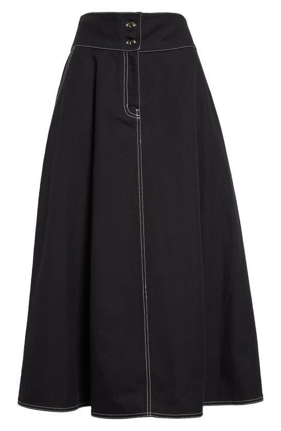 Flared Skirt In Cotton And Linen In Black Product Image