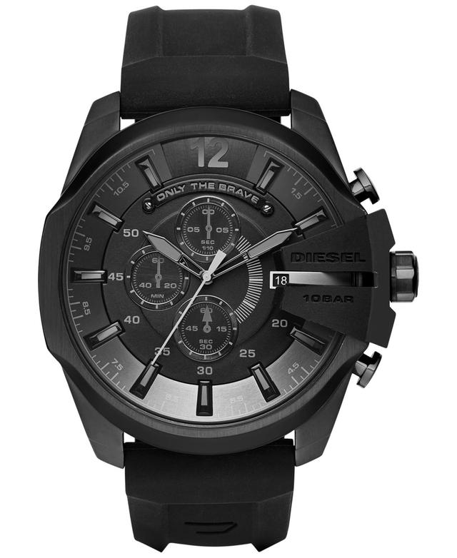 Diesel Mens Chronograph Mega Chief Black Silicone Strap Watch 51x59mm DZ4378 - Black Product Image