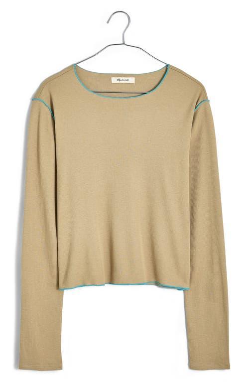 Madewell Purl Merrow Ls Crop Tee (Dark Oat) Women's Clothing Product Image