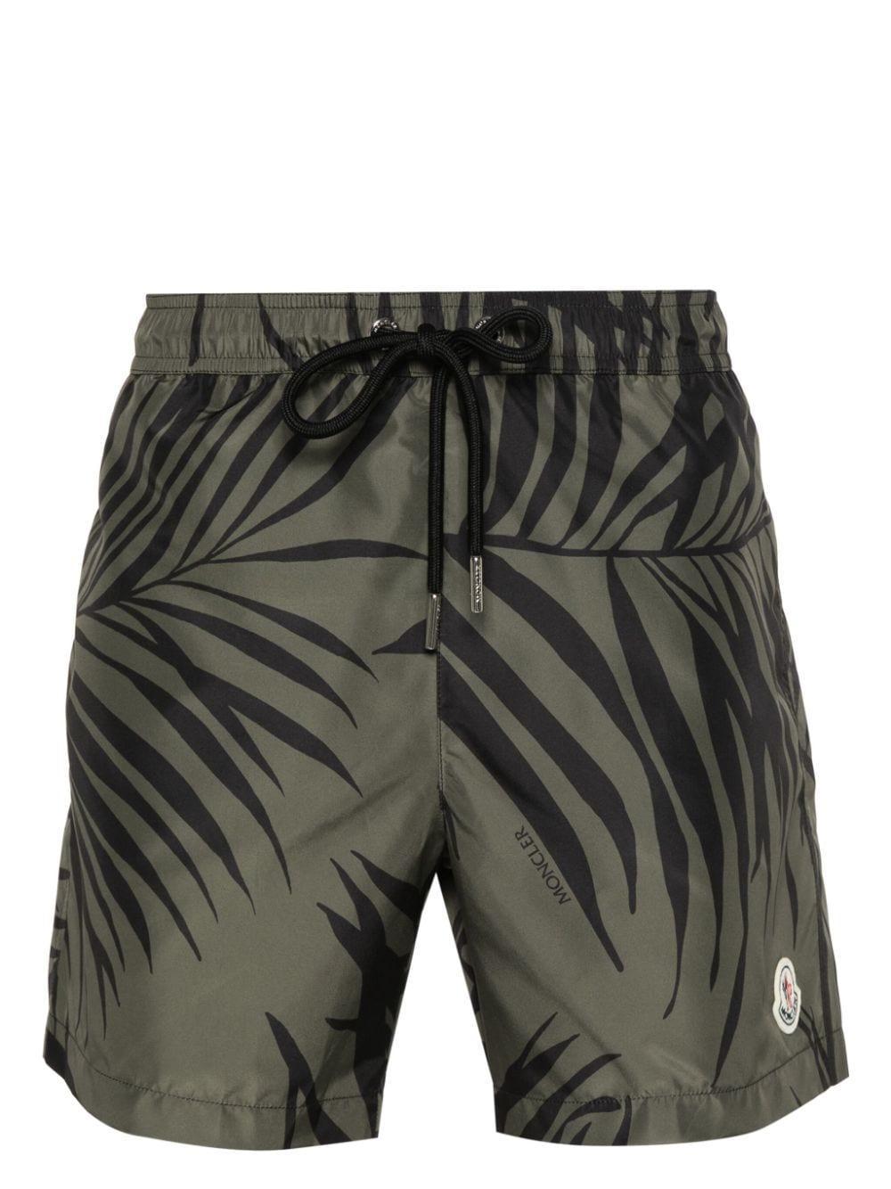 MONCLER Palm Tree-print Swim Shorts In Green Product Image