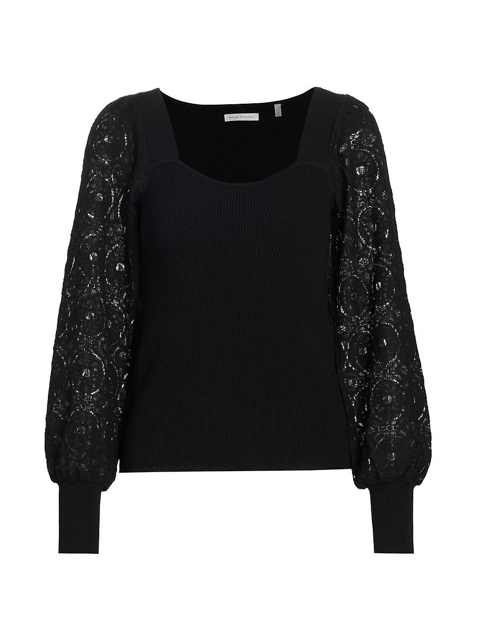 Womens The Waverly Lace-Sleeve Sweater Product Image