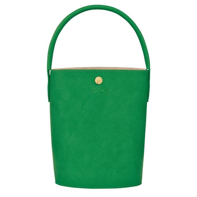 LONGCHAMP Ure Logo Embossed Small Bucket Bag In Green Product Image