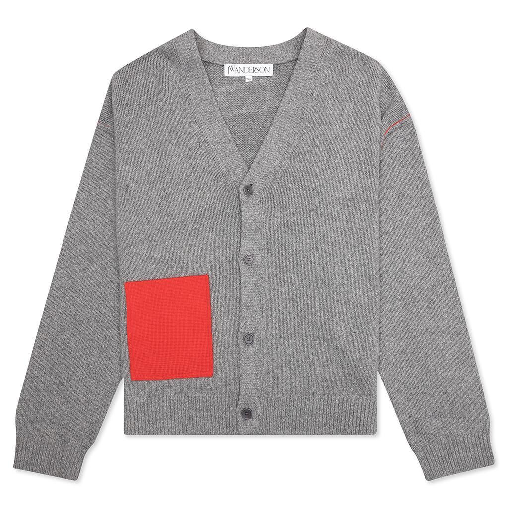 Contrast Pocket Cardigan - Grey Melange Male product image