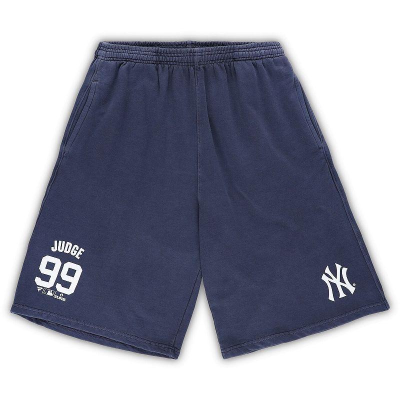 Mens Aaron Judge Navy New York Yankees Big and Tall Stitched Double-Knit Shorts Product Image