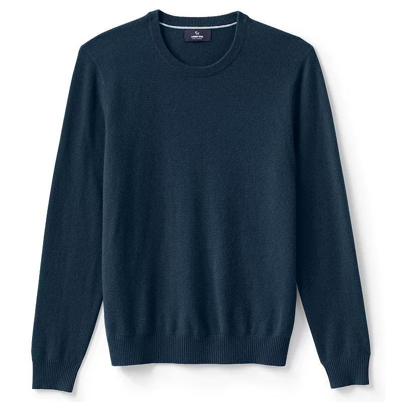 Big & Tall Lands End Fine Gauge Cashmere Crewneck Sweater, Mens Blue Grey Donegal Product Image