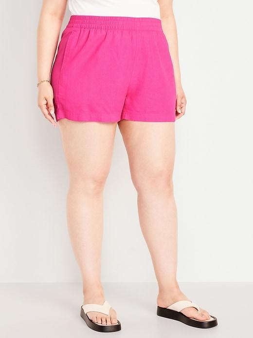 High-Waisted Linen-Blend Pull-On Shorts -- 3.5-inch inseam Product Image