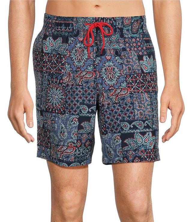 Roundtree & Yorke Paisley Multicolor 8#double; Inseam Swim Trunks Product Image