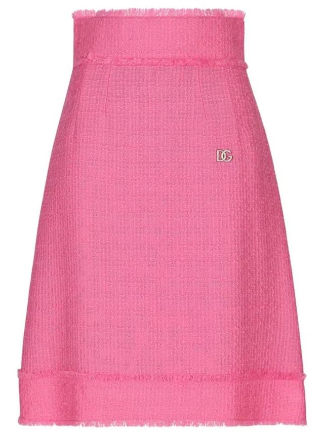 Raschel Tweed Midi Skirt In Pink Product Image