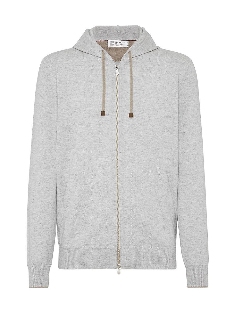 Mens Cashmere Sweatshirt Style Cardigan with Hood Product Image