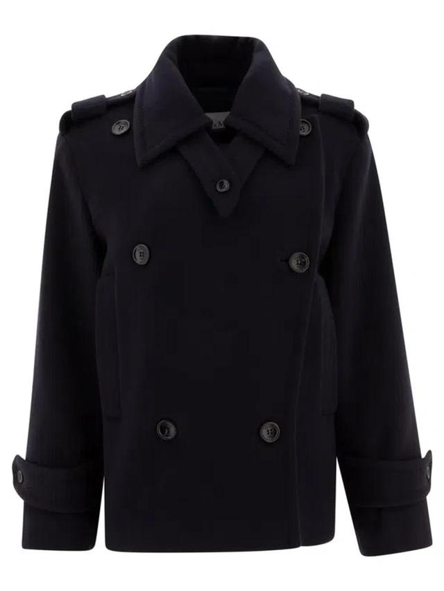 MAX MARA Navy Blue Laveno Short Coat Product Image