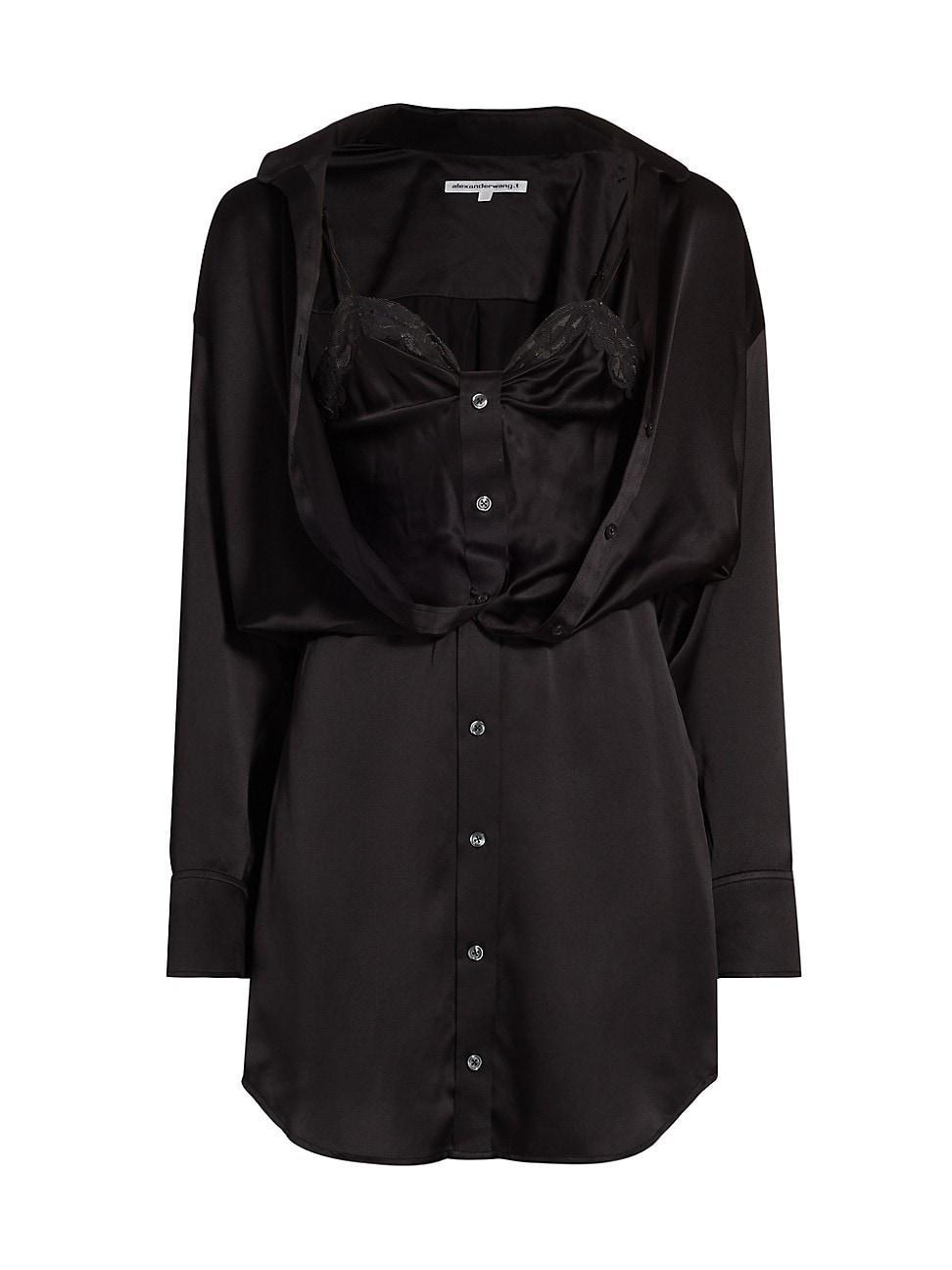 Alexander Wang Integrated Camisole Long Sleeve Silk Shirtdress Product Image