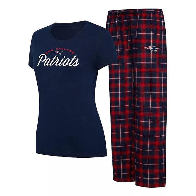 Womens Concepts Sport New England Patriots Plus Size Badge T-Shirt & Flannel Pants Sleep Set Blue Product Image