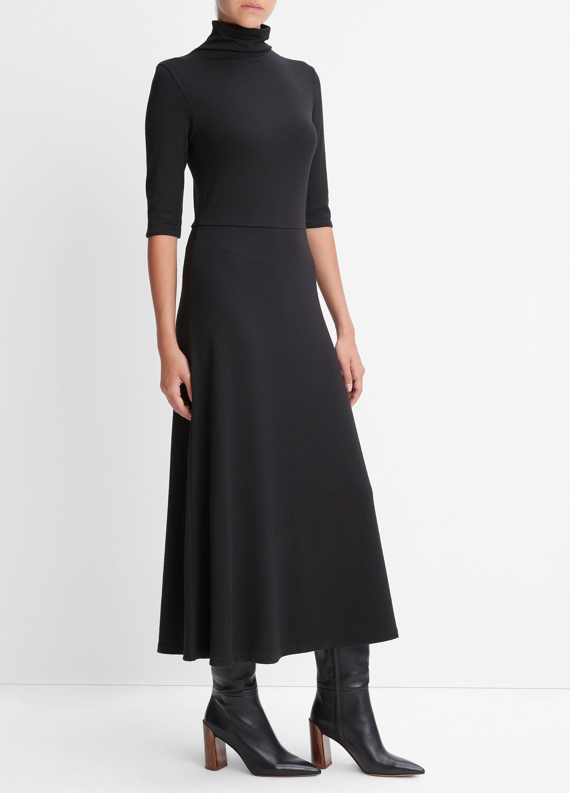 Elbow-Sleeve Turtleneck Dress Product Image