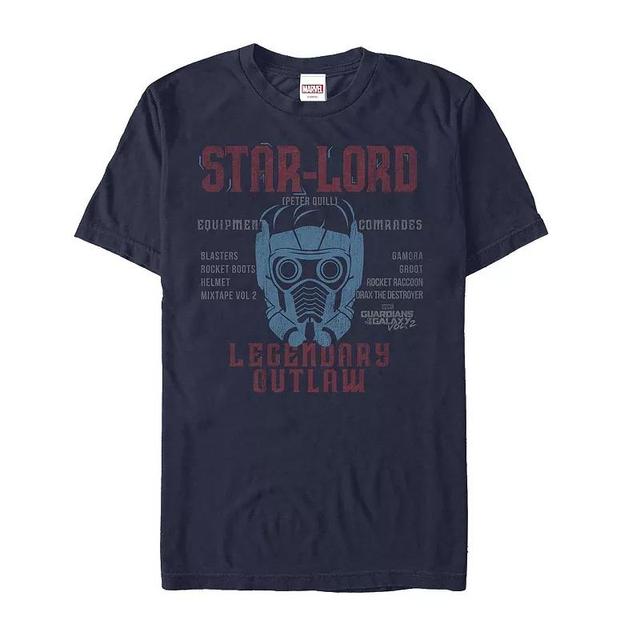 Mens Marvel Guardians of the Galaxy 2 Star Lord Legendary Outlaw Graphic Tee Blue Product Image