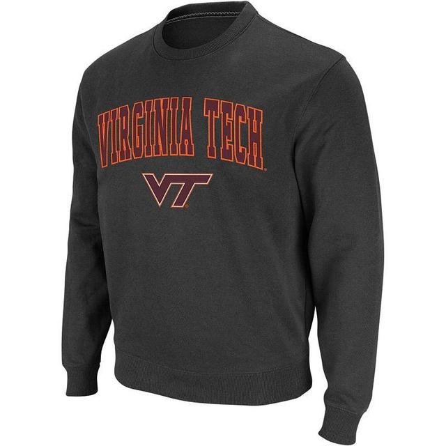 Mens Colosseum Charcoal Virginia Tech Hokies Arch & Logo Crew Neck Sweatshirt Product Image