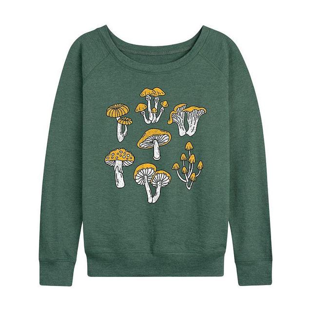 Womens Types Of Mushrooms Lightweight French Terry Sweatshirt, Girls Grey Green Product Image