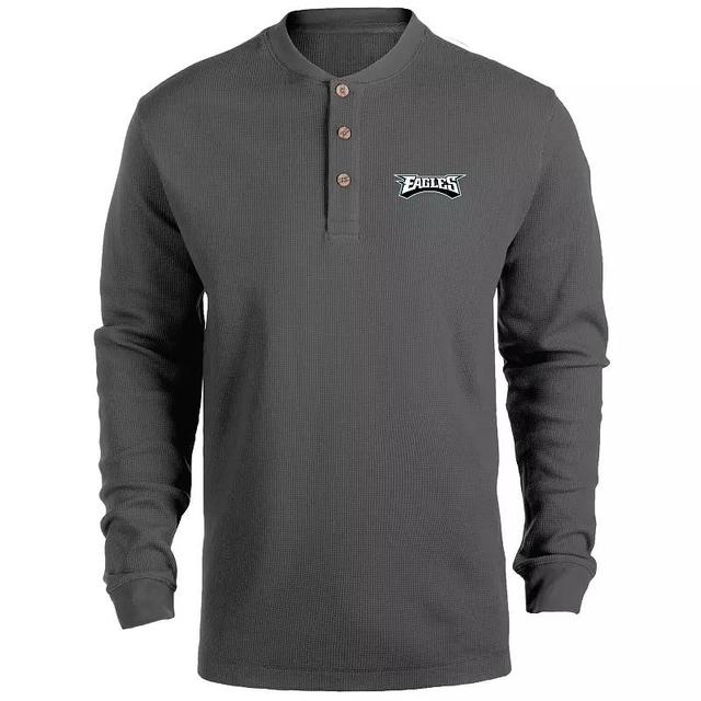 Mens Heathered Gray Philadelphia Eagles Maverick Thermal Henley Long Sleeve T-Shirt Product Image