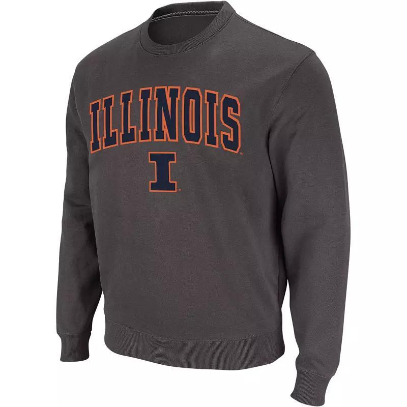 Mens Colosseum Charcoal Illinois Fighting Illini Arch and Logo Crew Neck Sweatshirt Product Image