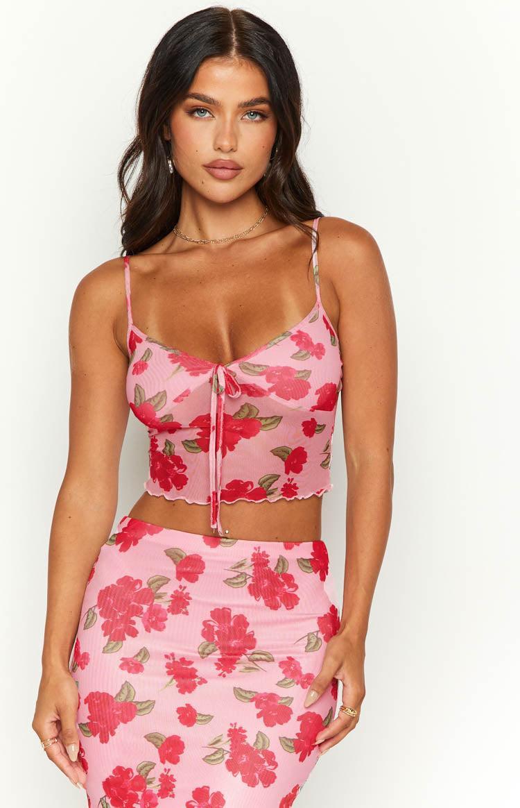 Emz Pink Floral Mesh Cami Product Image